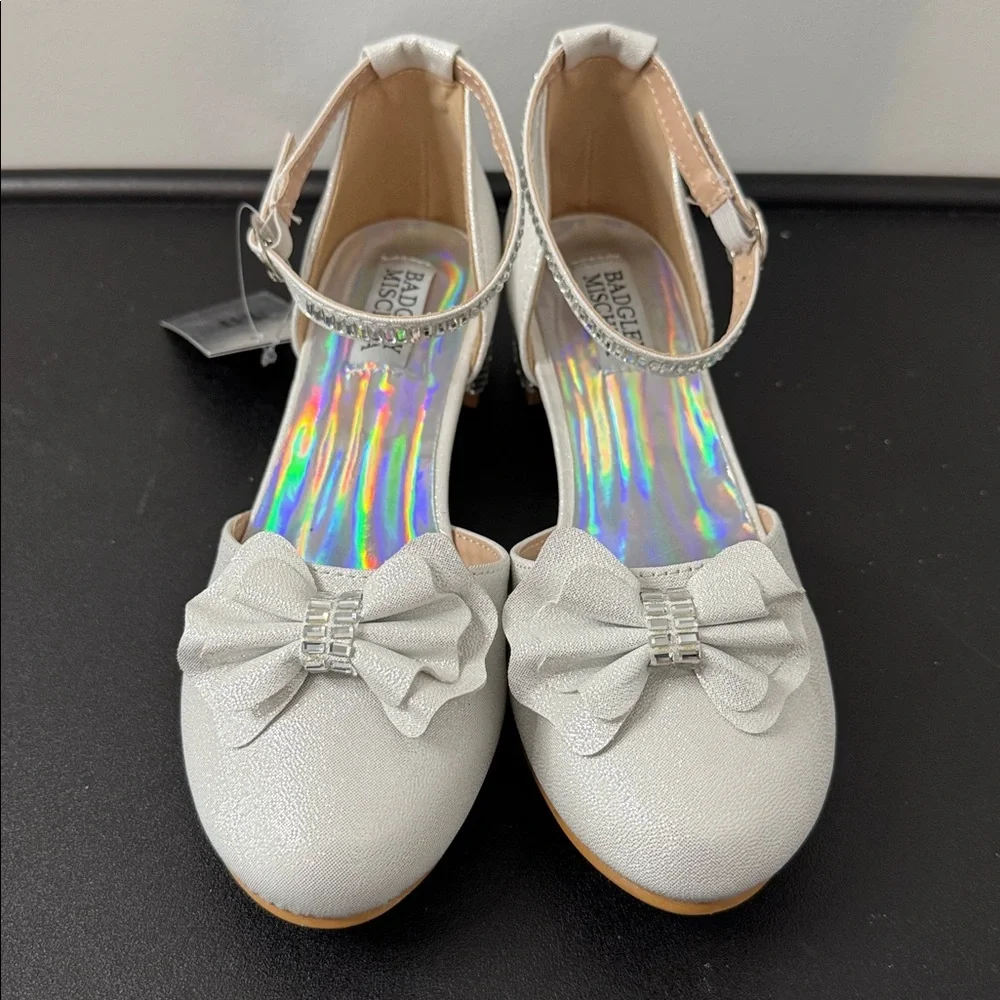 Badgley Mischka Little Girls Dress Shoes Silver Size 1 New NWT